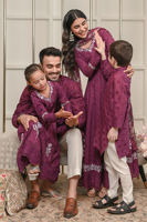 Burgundy Self-Embroidered Cotton Kurta (2-Piece) - Image 7