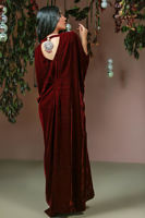 Pakistani Maroon Beaded Velvet Kaftan (1-Pc) - Image 5