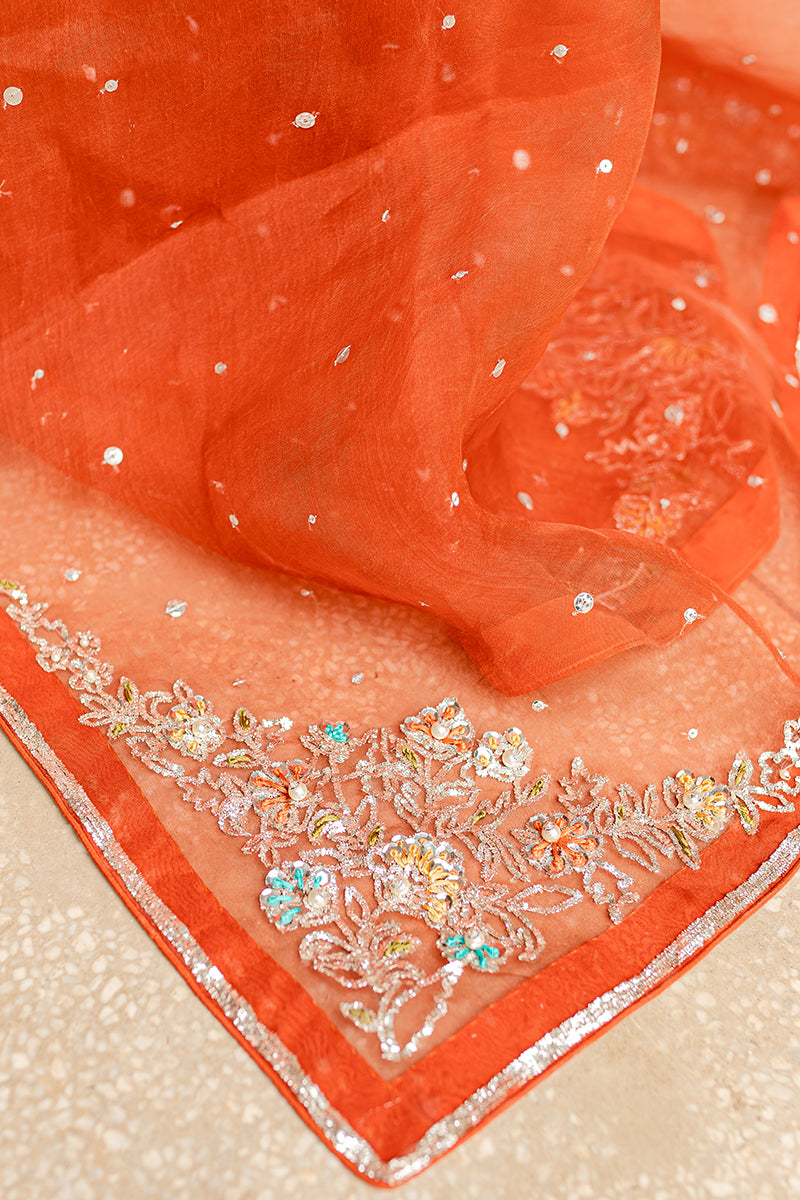 Pakistani Maroon Hand-Embellished Velvet Kaftan (2-Piece) - Image 5