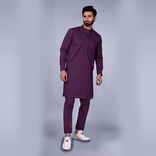 Maroon Blended Fabric Kurta Pajama (2-Piece) - Image 1