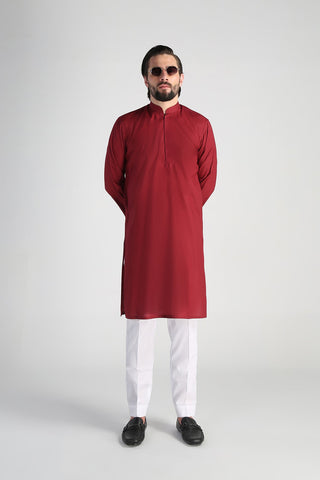 Maroon Cotton Jacquard Kurta (2-Piece) - Image 6