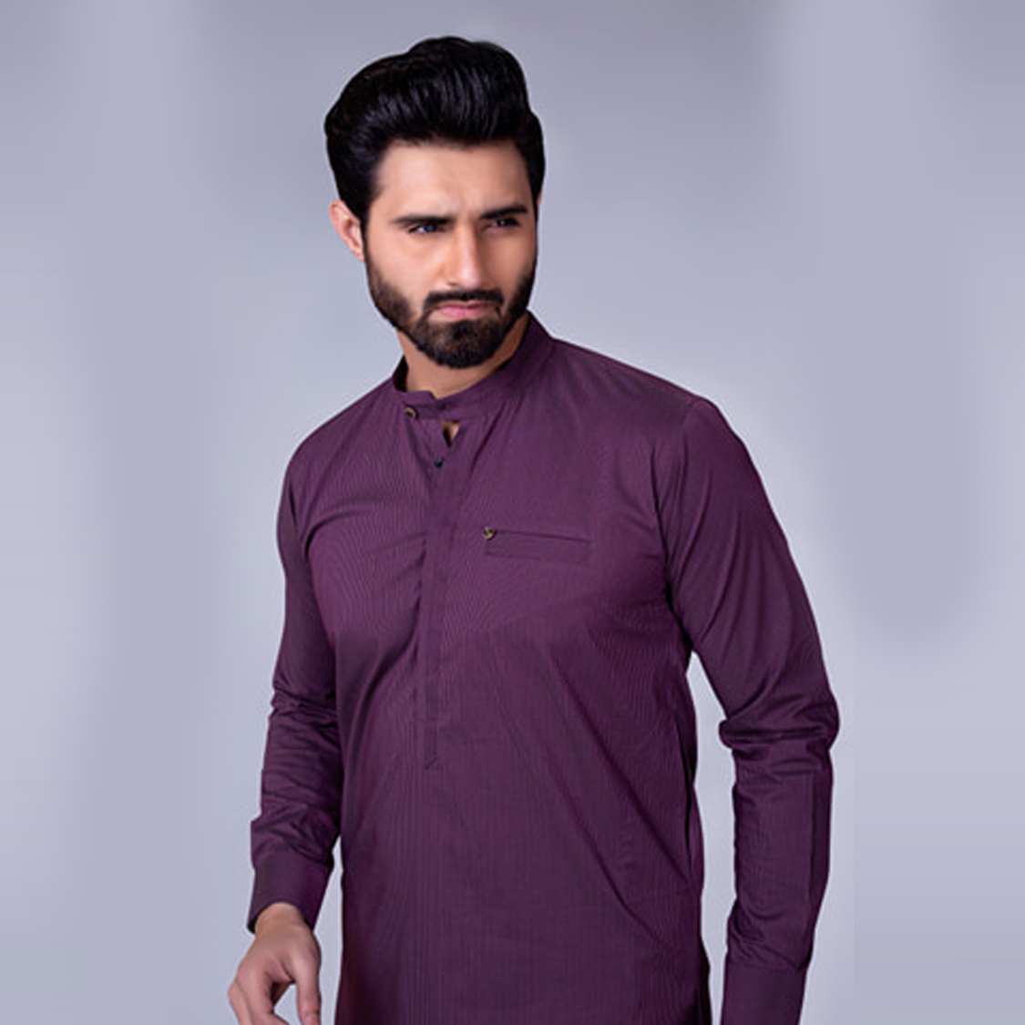 Maroon Textured Cotton Kurta Pajama (2-Piece) - Image 3
