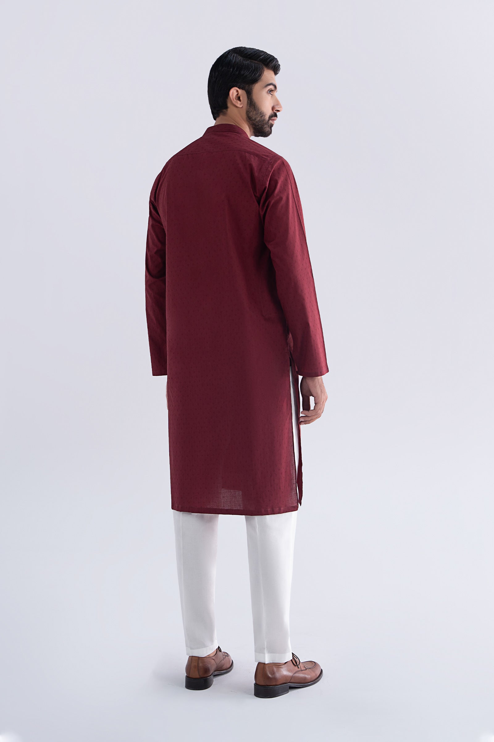Maroon Jacquard Kurta (2-Piece) - Image 10