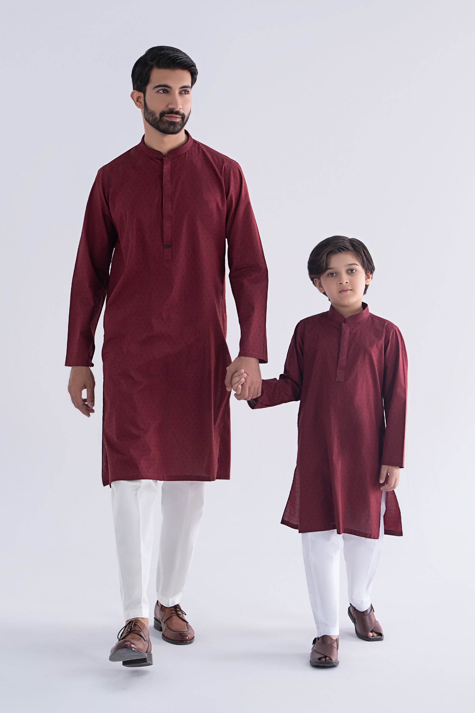 Maroon Jacquard Kurta (2-Piece) - Image 2