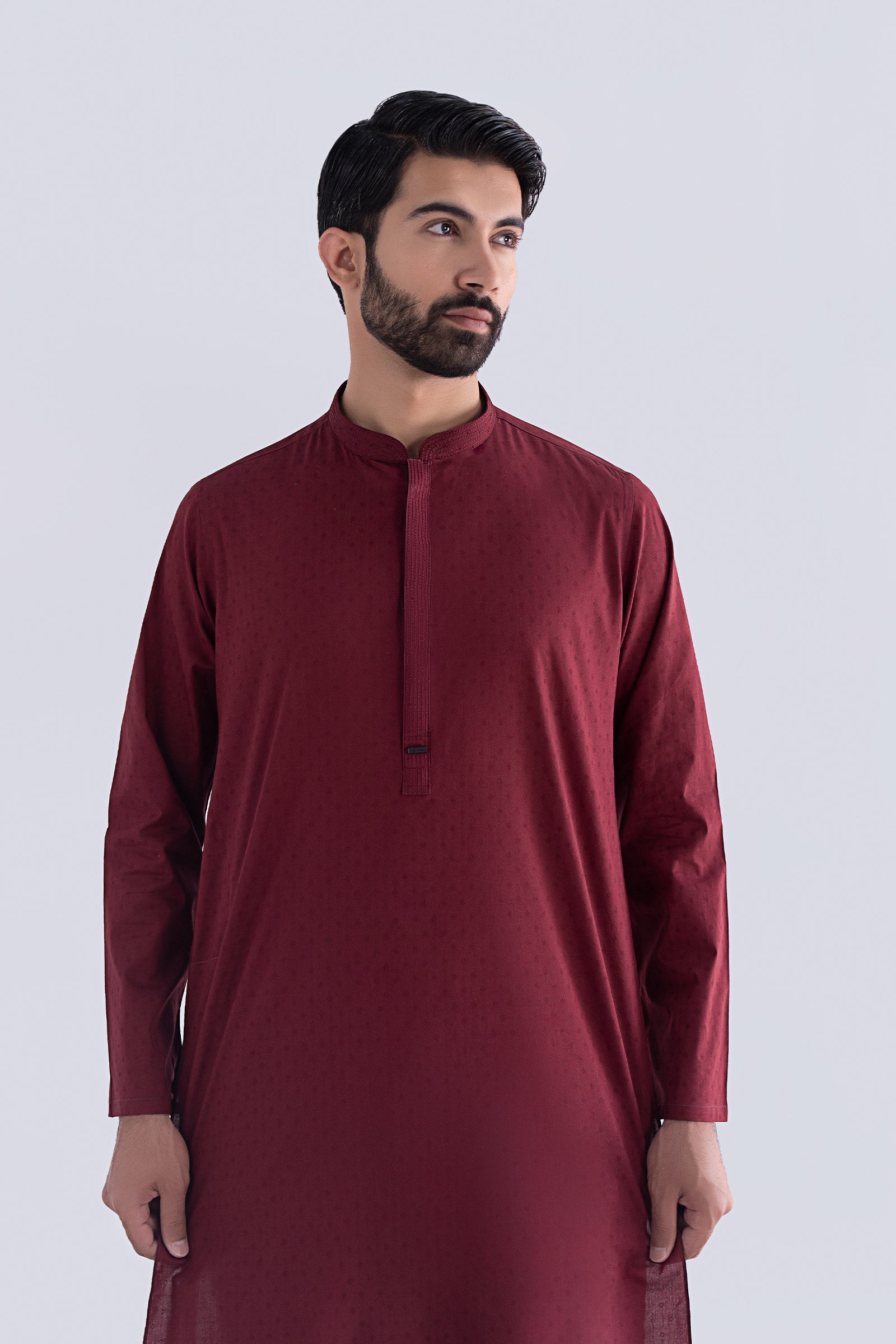 Maroon Jacquard Kurta (2-Piece) - Image 3