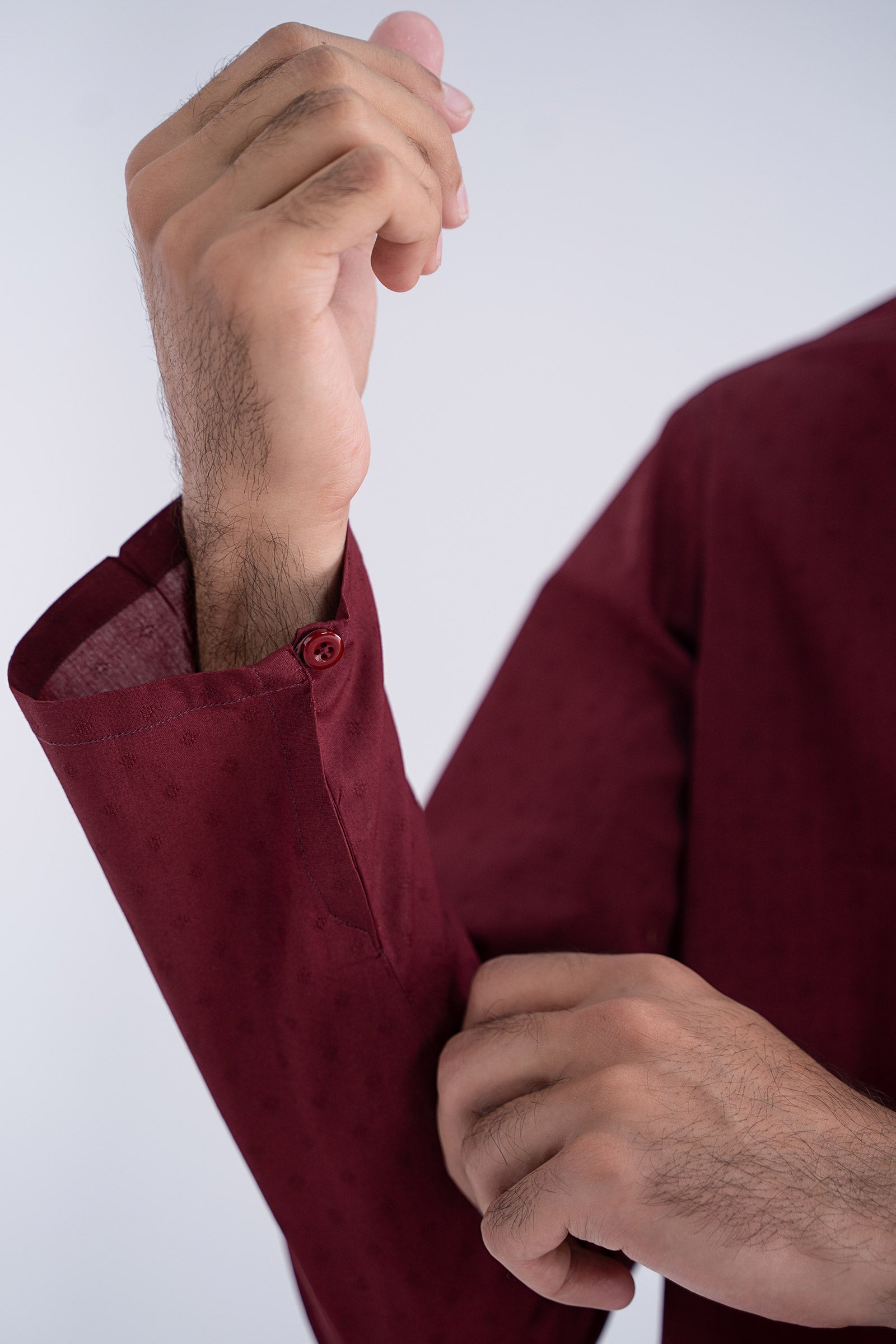 Maroon Jacquard Kurta (2-Piece) - Image 8