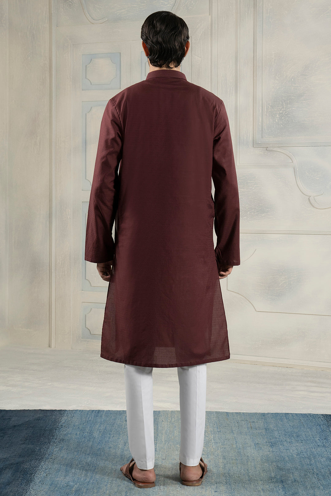 Mehroon Wash & Wear Straight-Cut Kurta (2-Piece) - Image 11