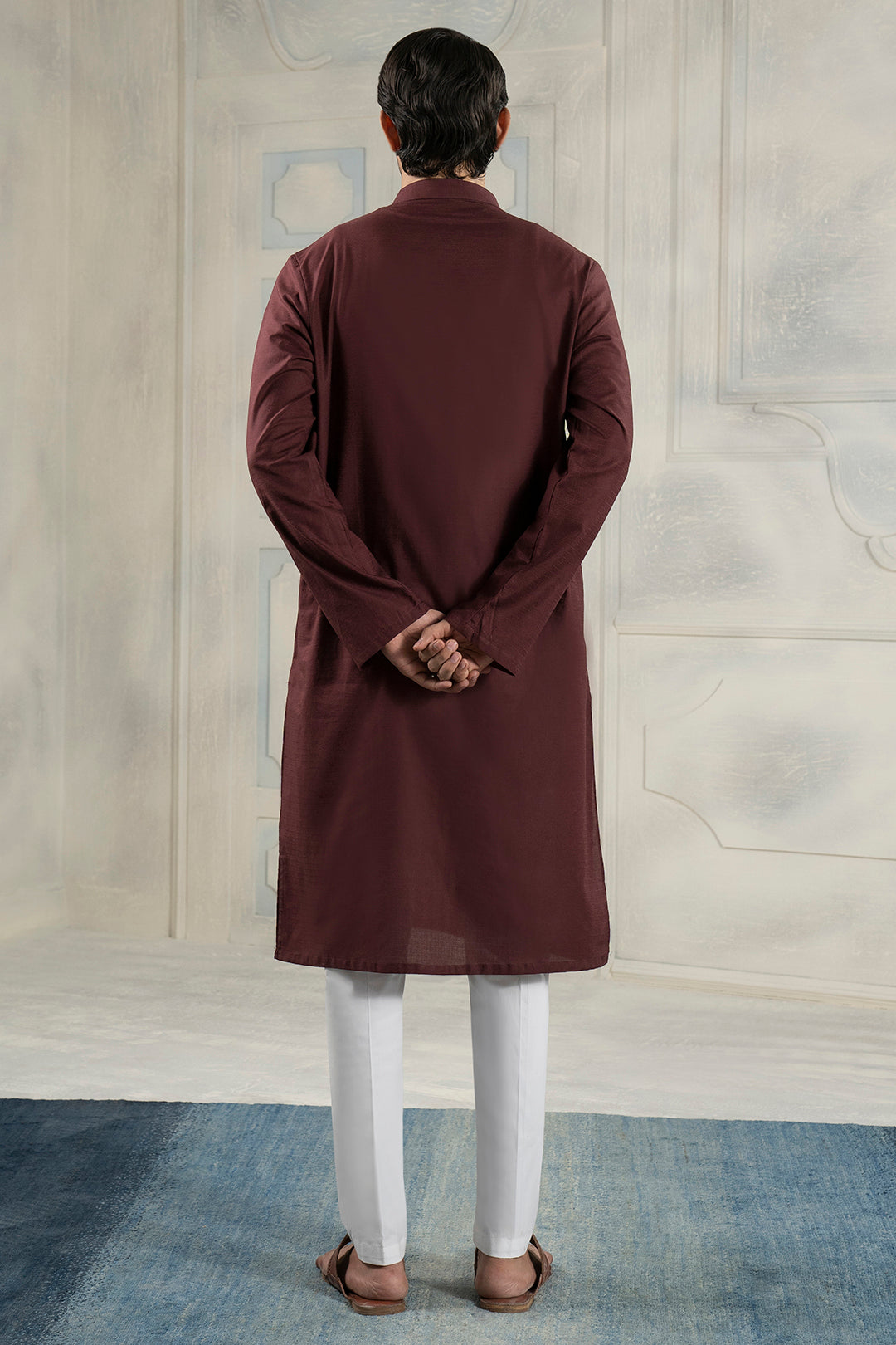 Mehroon Wash & Wear Straight-Cut Kurta (2-Piece) - Image 12