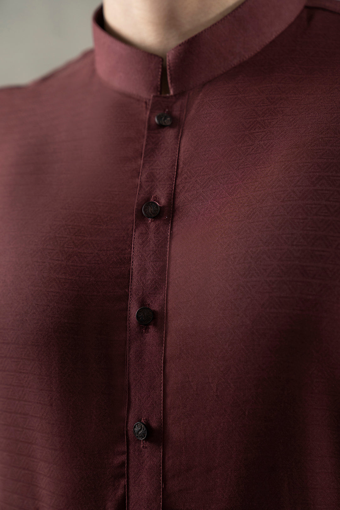 Mehroon Wash & Wear Straight-Cut Kurta (2-Piece) - Image 8