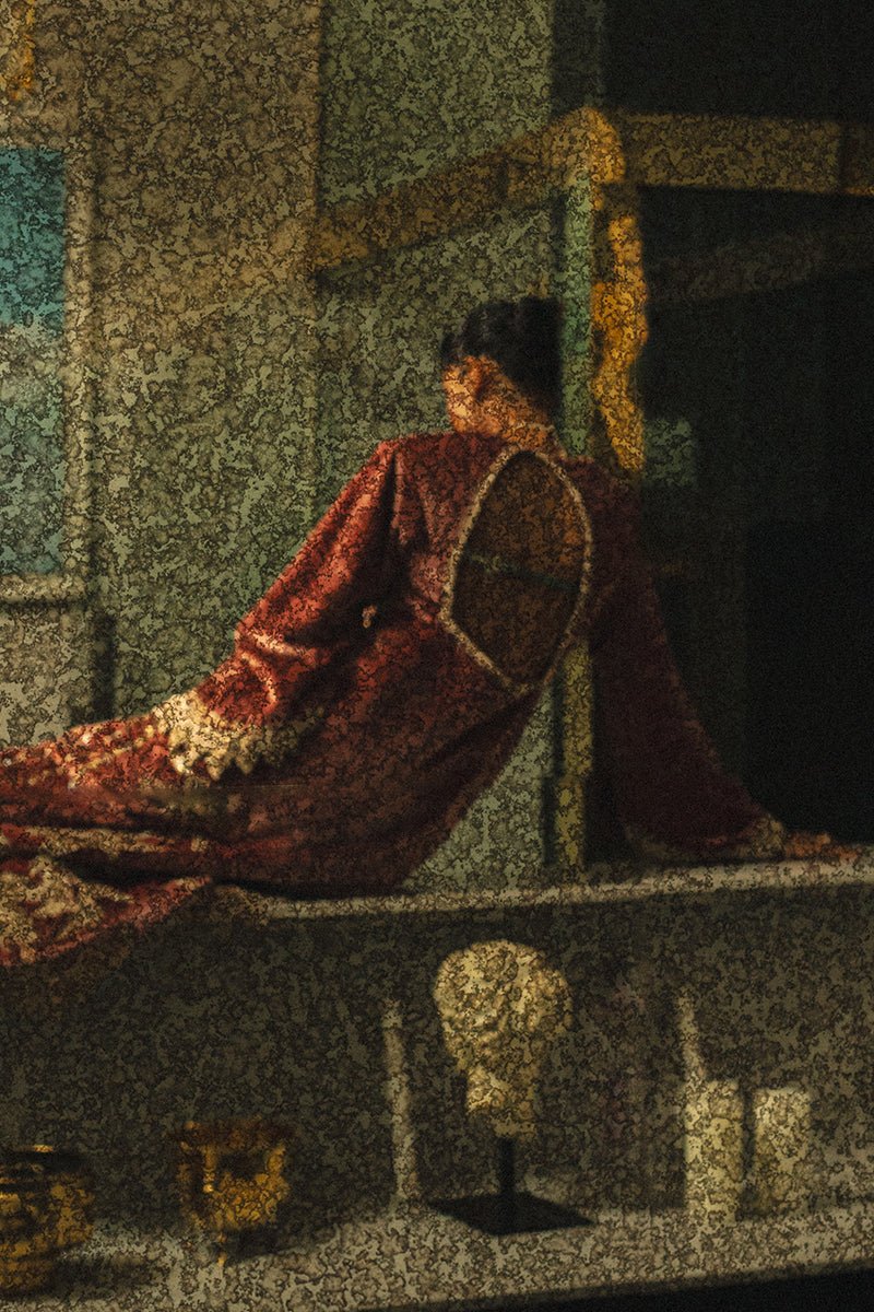 Maroon Gold Embroidered Velvet Long Jacket (2-Piece) - Image 6