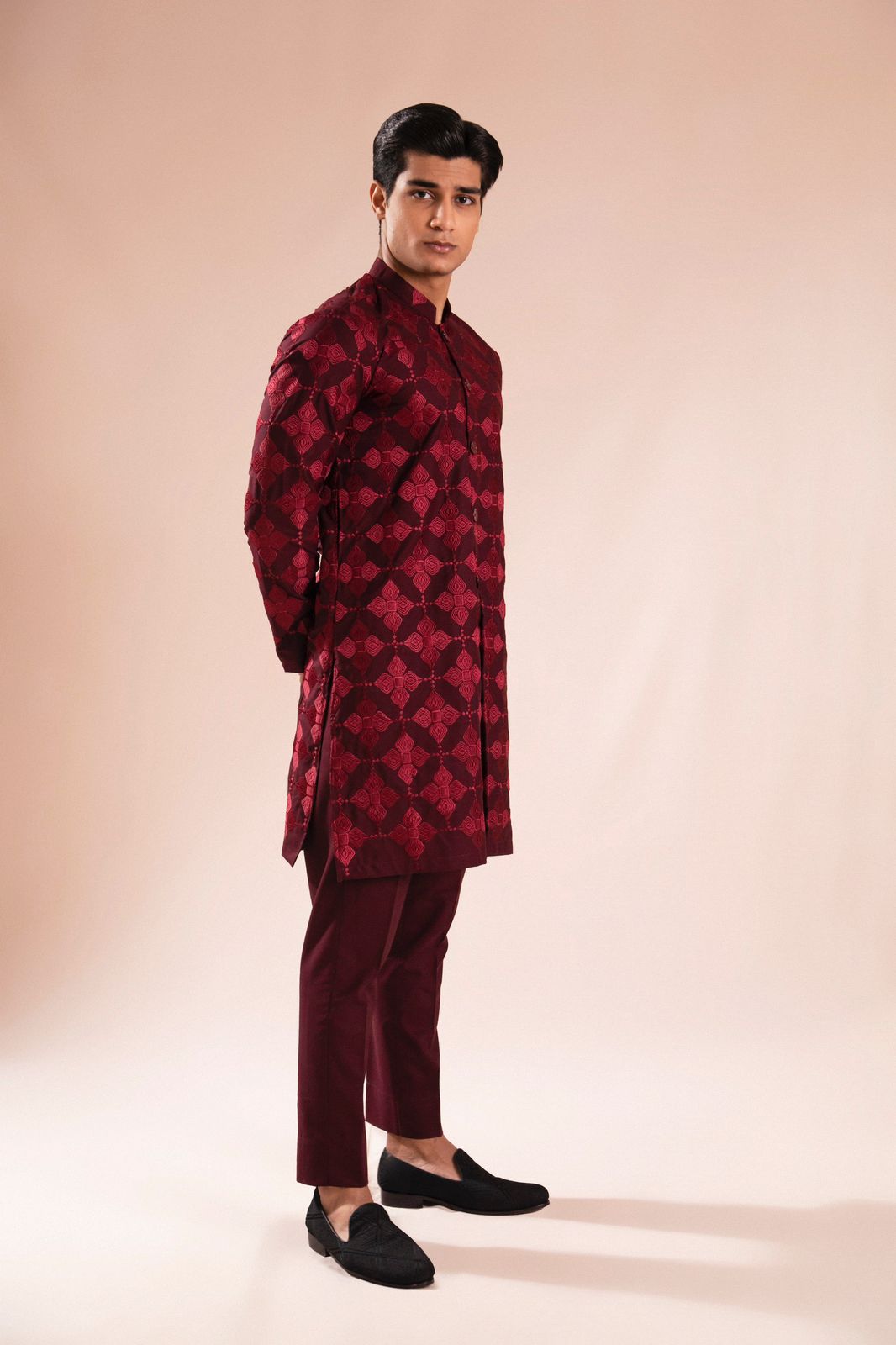 Mehroon Embroidered Wash & Wear Kurta Pajama (2-Piece) - Image 4