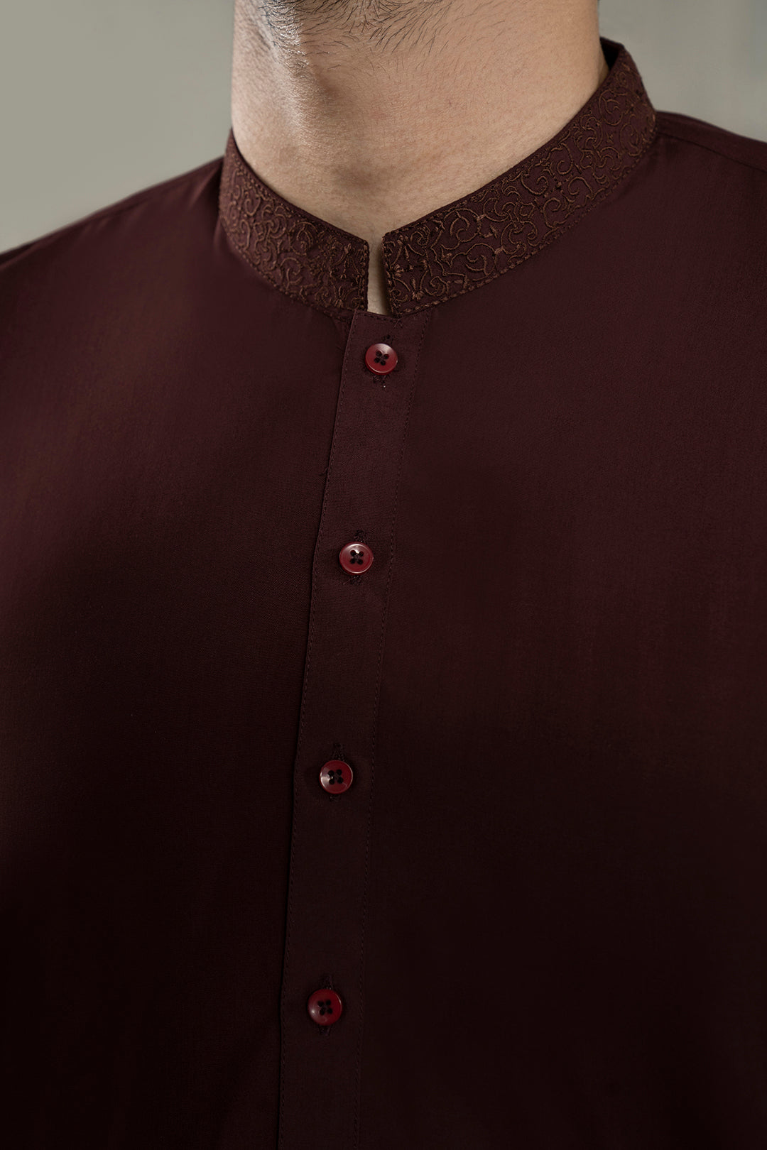 Maroon Embroidered Blended Fabric Shalwar Kameez (2-Piece) - Image 7