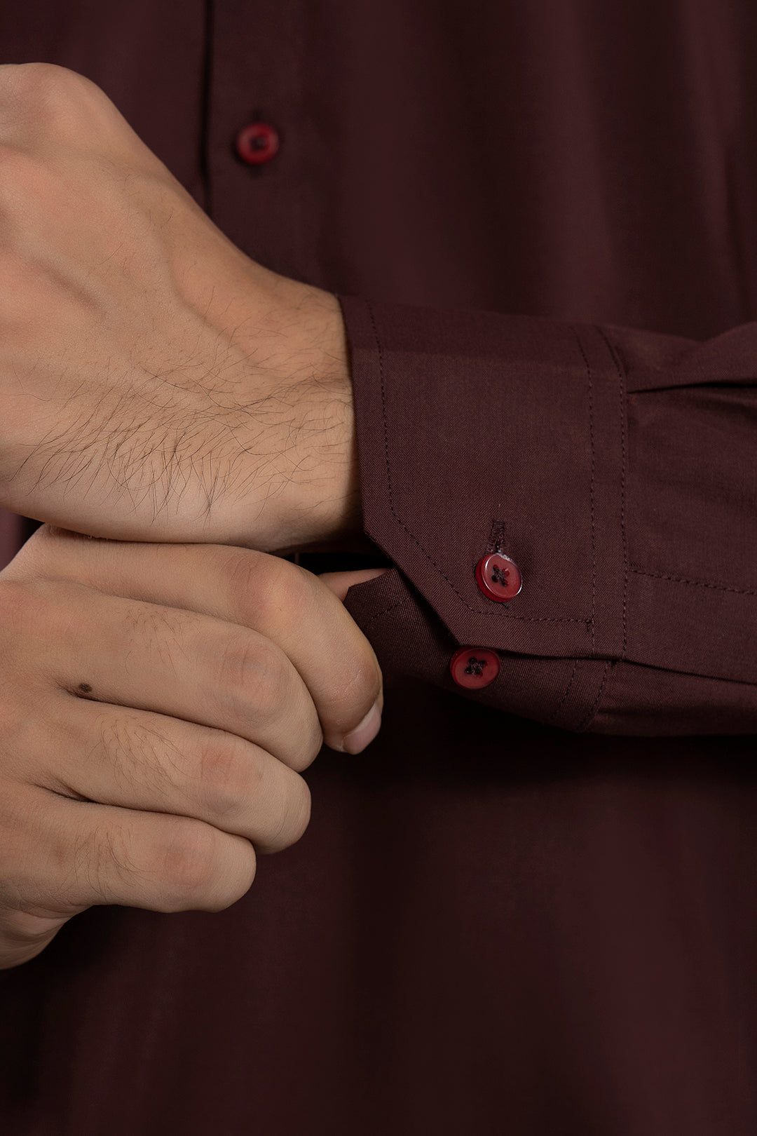 Maroon Embroidered Blended Fabric Shalwar Kameez (2-Piece) - Image 9