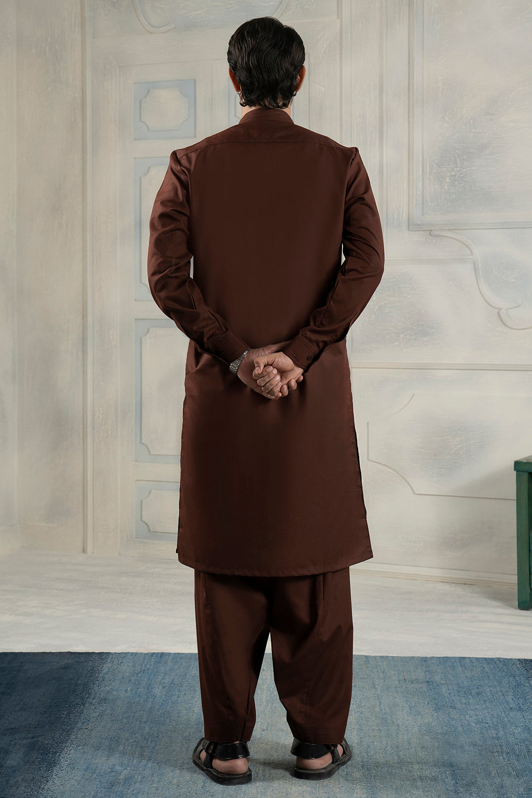 Maroon Blended Fabric Shalwar Kameez (2-Piece) - Image 10