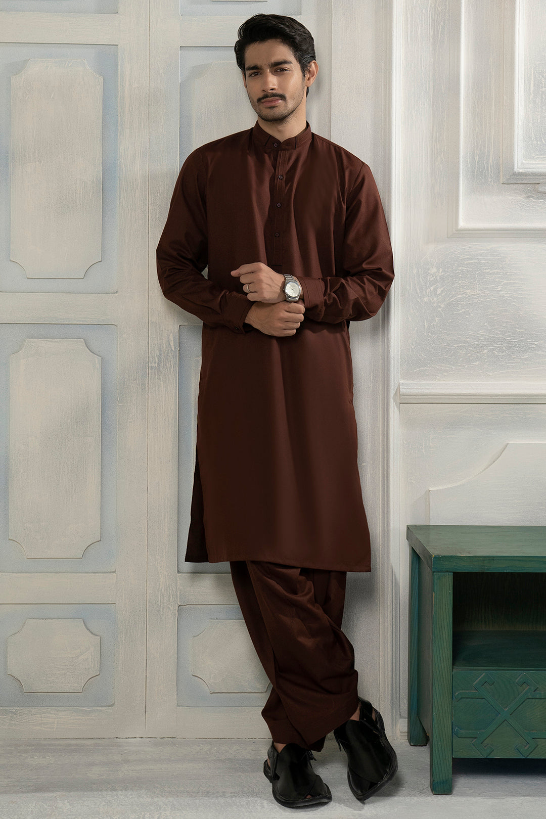 Maroon Blended Fabric Shalwar Kameez (2-Piece) - Image 13