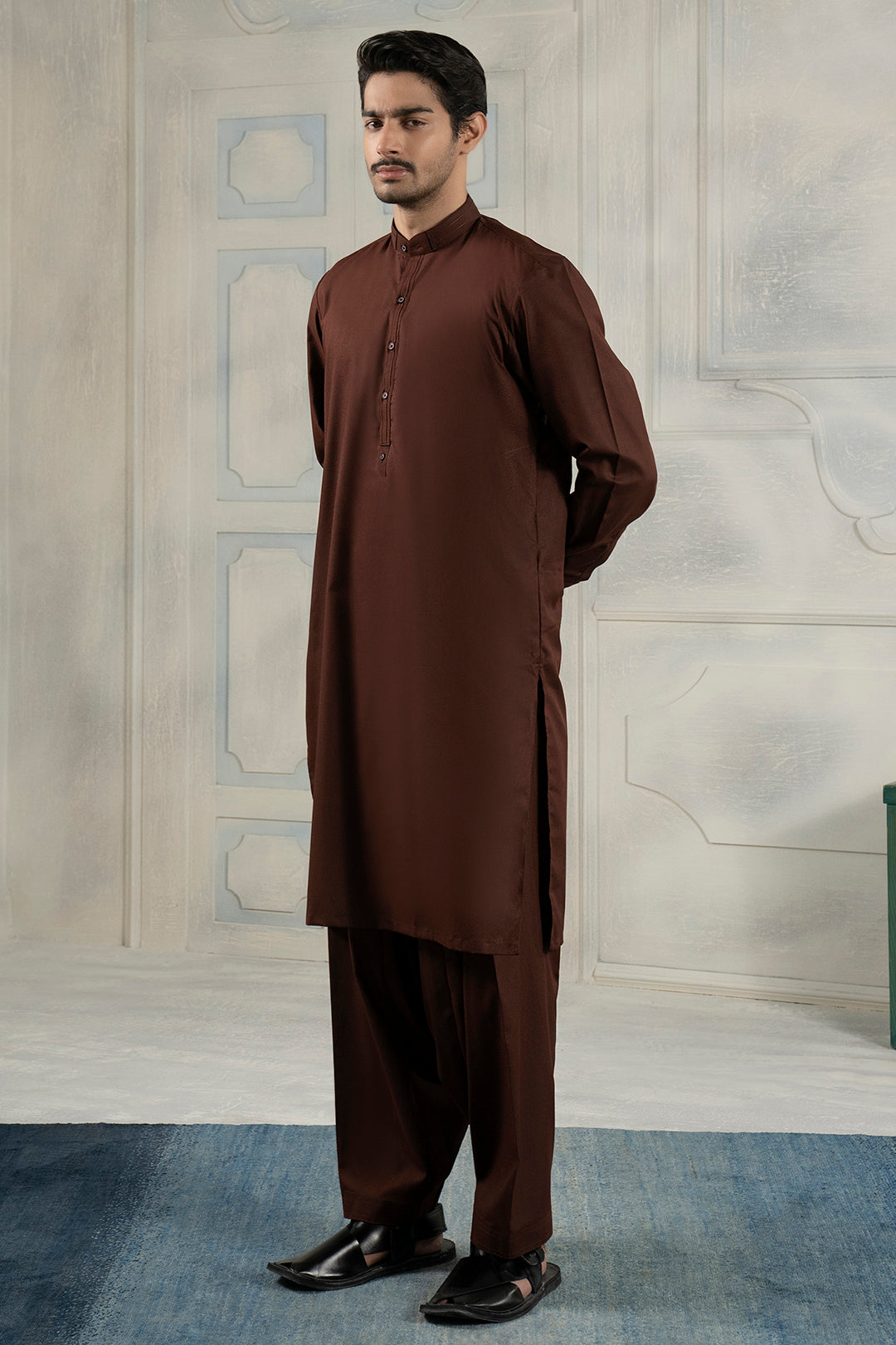 Maroon Blended Fabric Shalwar Kameez (2-Piece) - Image 7