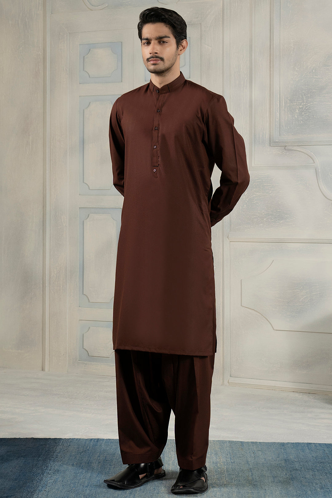 Maroon Blended Fabric Shalwar Kameez (2-Piece) - Image 8