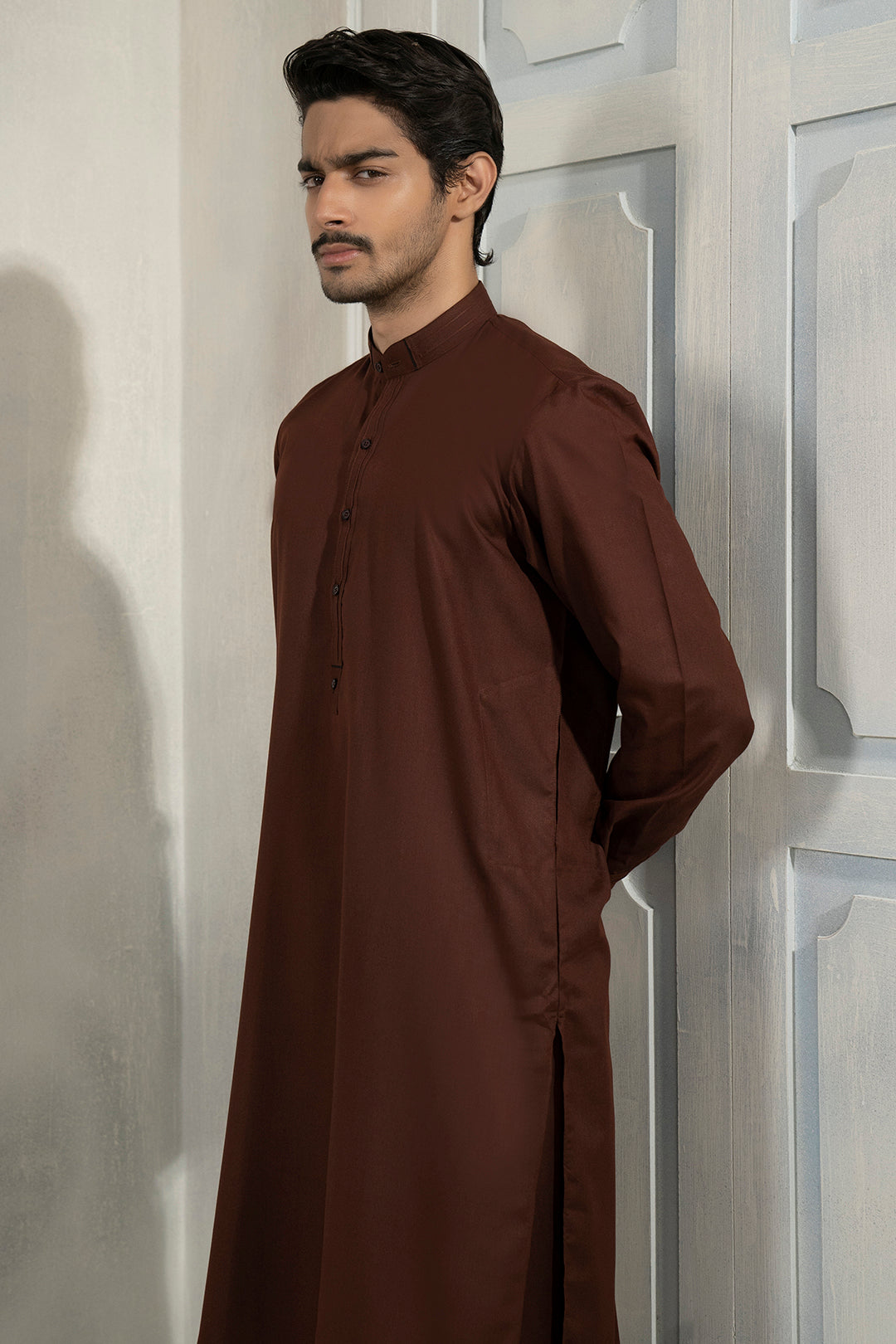 Maroon Blended Fabric Shalwar Kameez (2-Piece) - Image 9