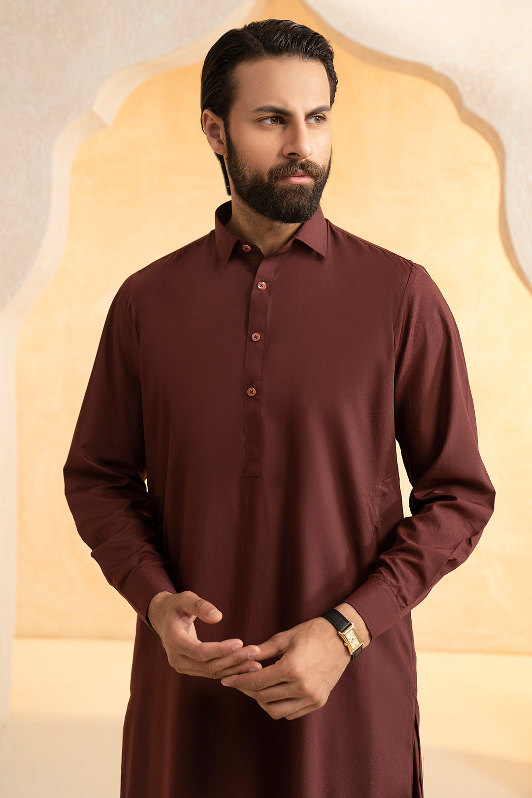 Maroon Blended Fabric Shalwar Kameez (2-Piece) - Image 6