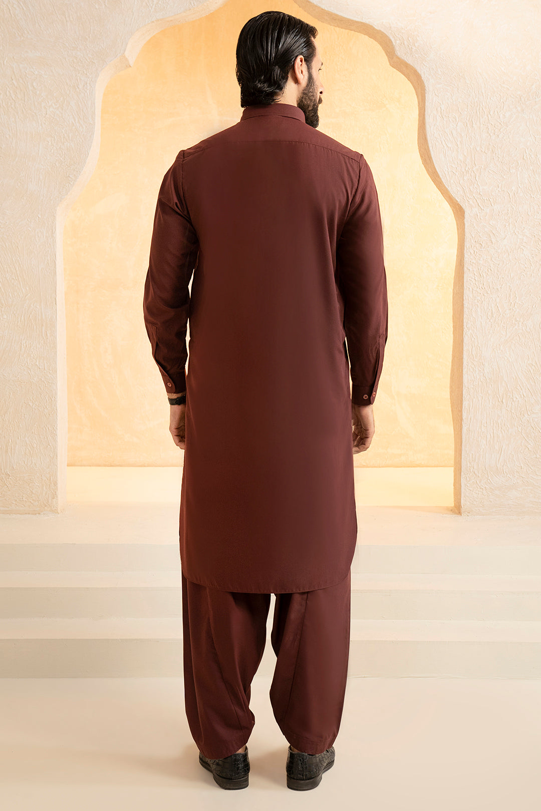 Maroon Blended Fabric Shalwar Kameez (2-Piece) - Image 7
