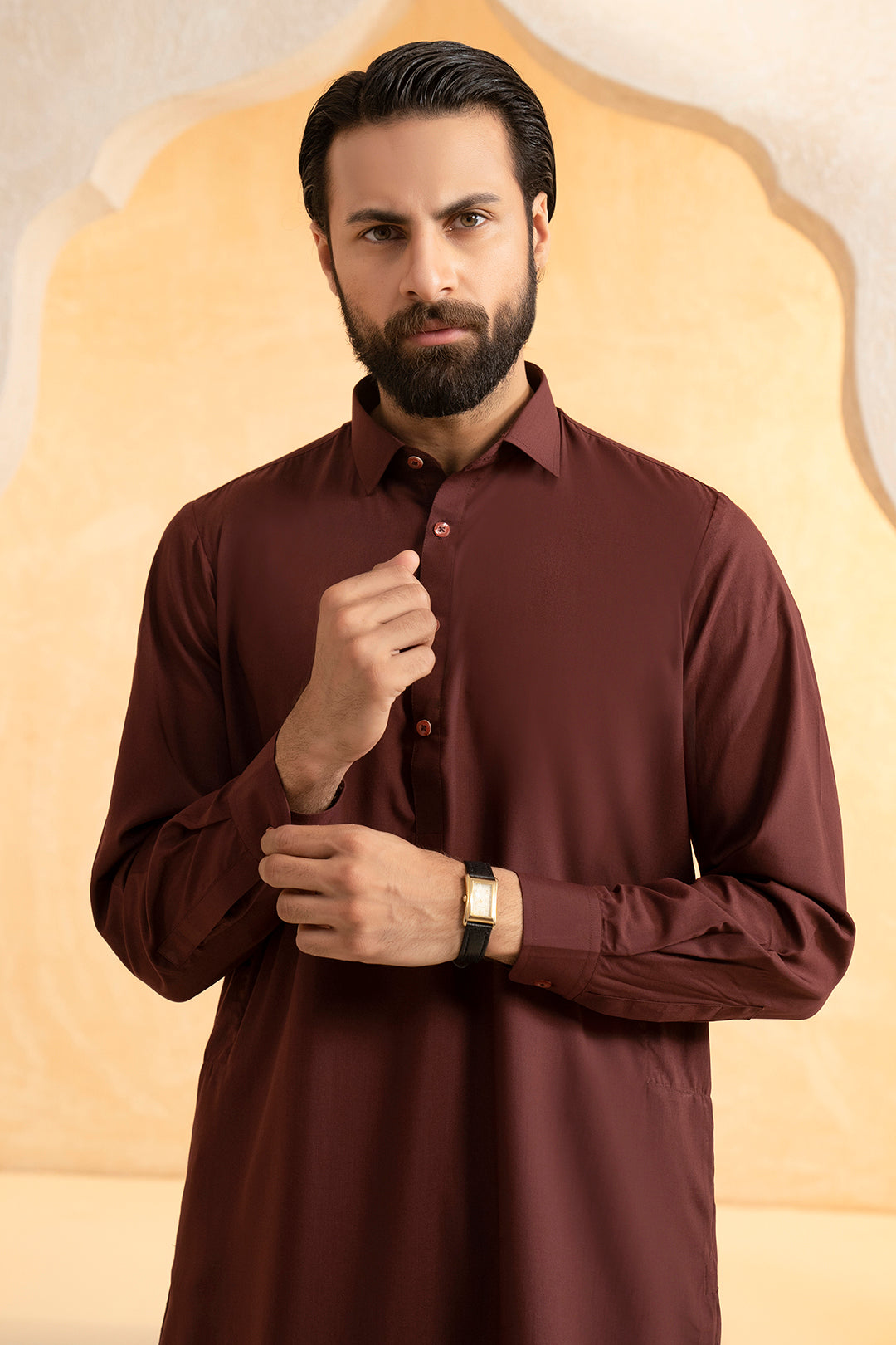 Maroon Blended Fabric Shalwar Kameez (2-Piece) - Image 6