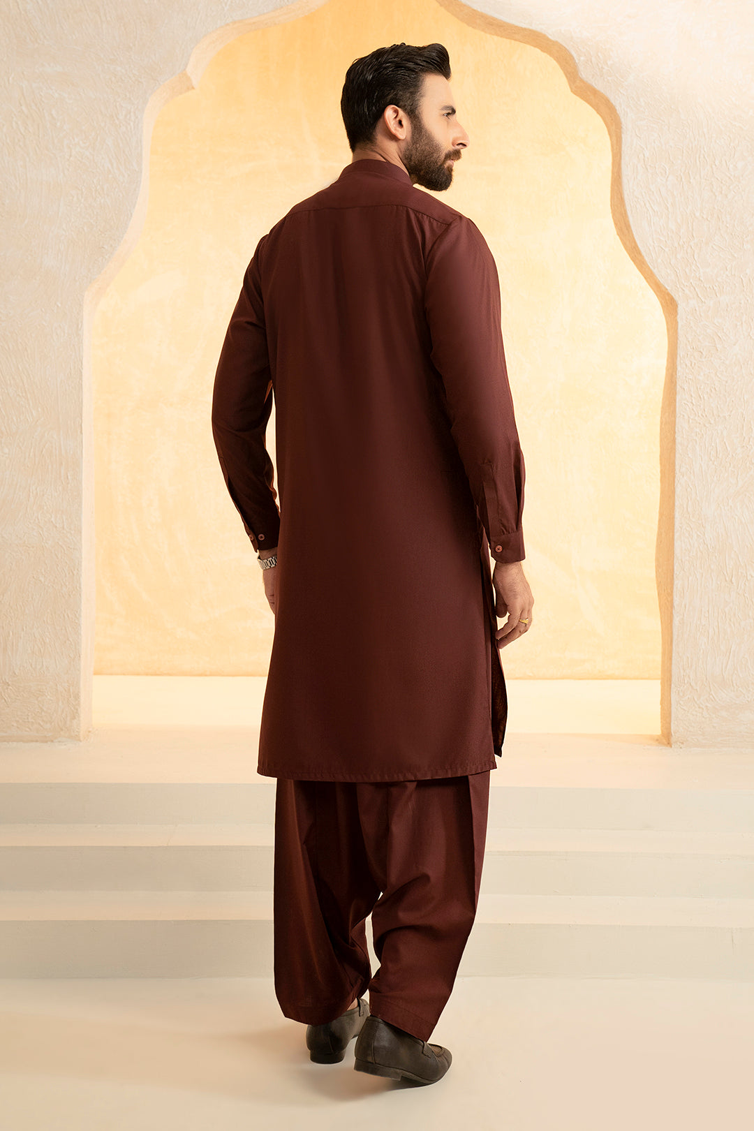 Maroon Blended Fabric Shalwar Kameez (2-Piece) - Image 10