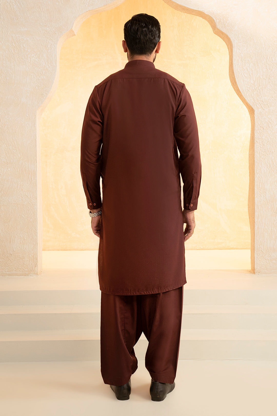 Maroon Blended Fabric Shalwar Kameez (2-Piece) - Image 11