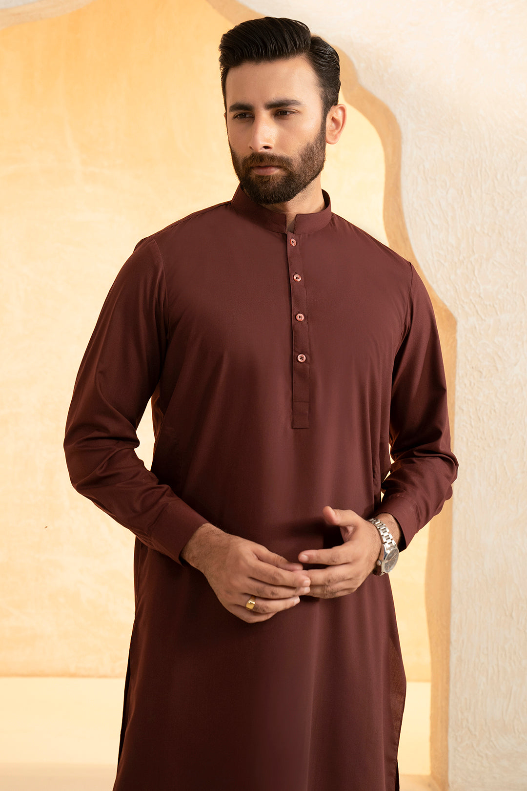 Maroon Blended Fabric Shalwar Kameez (2-Piece) - Image 7