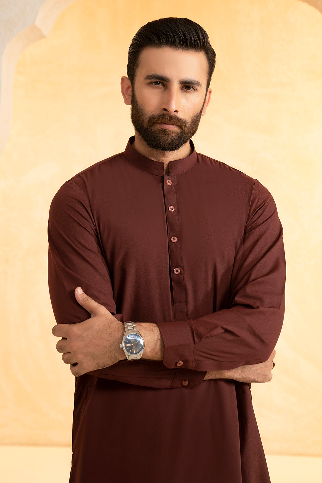 Maroon Blended Fabric Shalwar Kameez (2-Piece) - Image 8