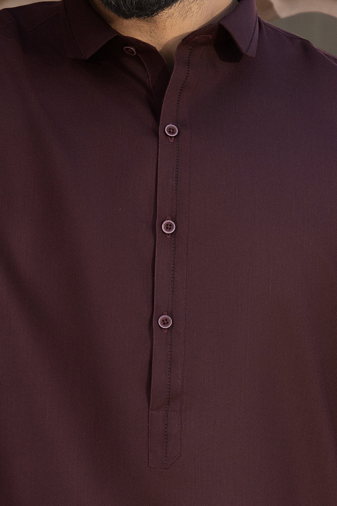 Maroon Textured Blended Fabric Shalwar Kameez (2-Piece) - Image 7