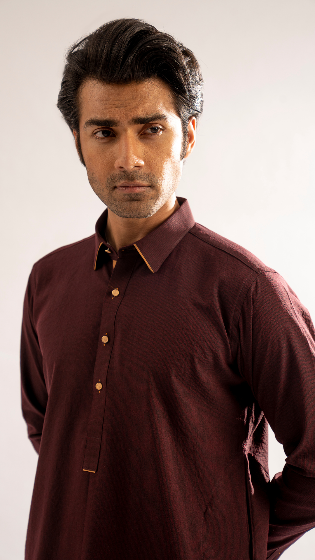 Maroon Textured Cotton Blend Kurta Shalwar (2-Piece) - Image 5