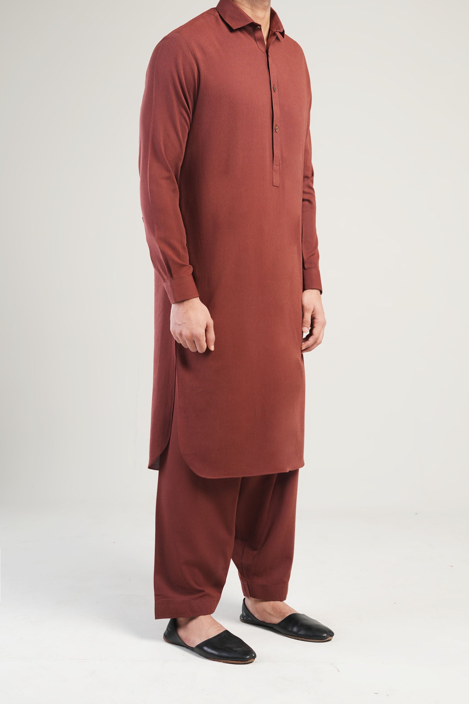 Maroon Cotton Karandi Shalwar Kameez (2-Piece) - Image 3