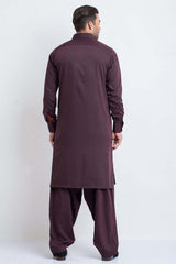 Maroon Cotton Shalwar Kameez with Pocket Detail (2-Piece) - Image 3