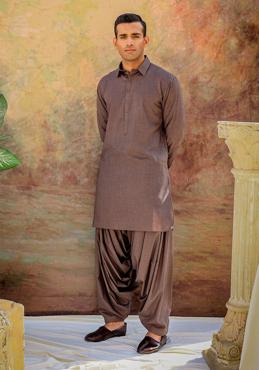 Maroon Poly Viscose Slim Fit Shalwar Kameez (2-Piece) - Image 2