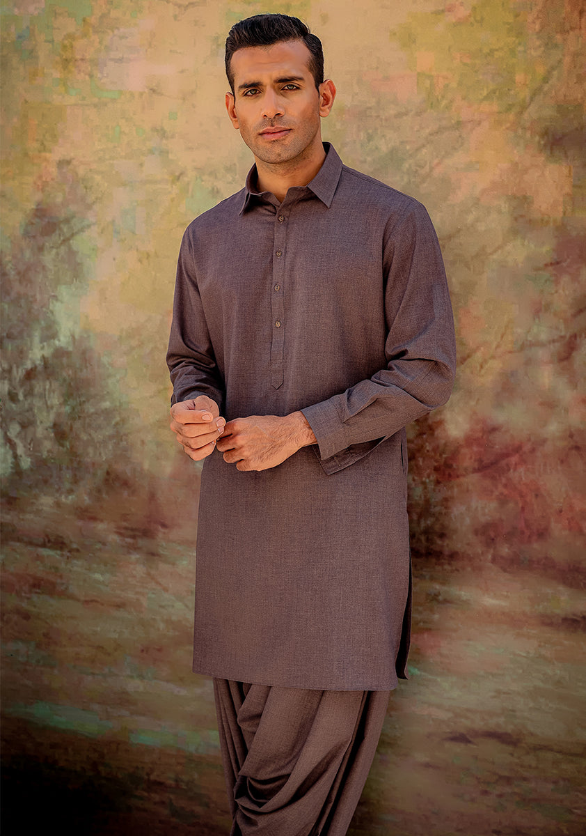 Maroon Poly Viscose Slim Fit Shalwar Kameez (2-Piece) - Image 3