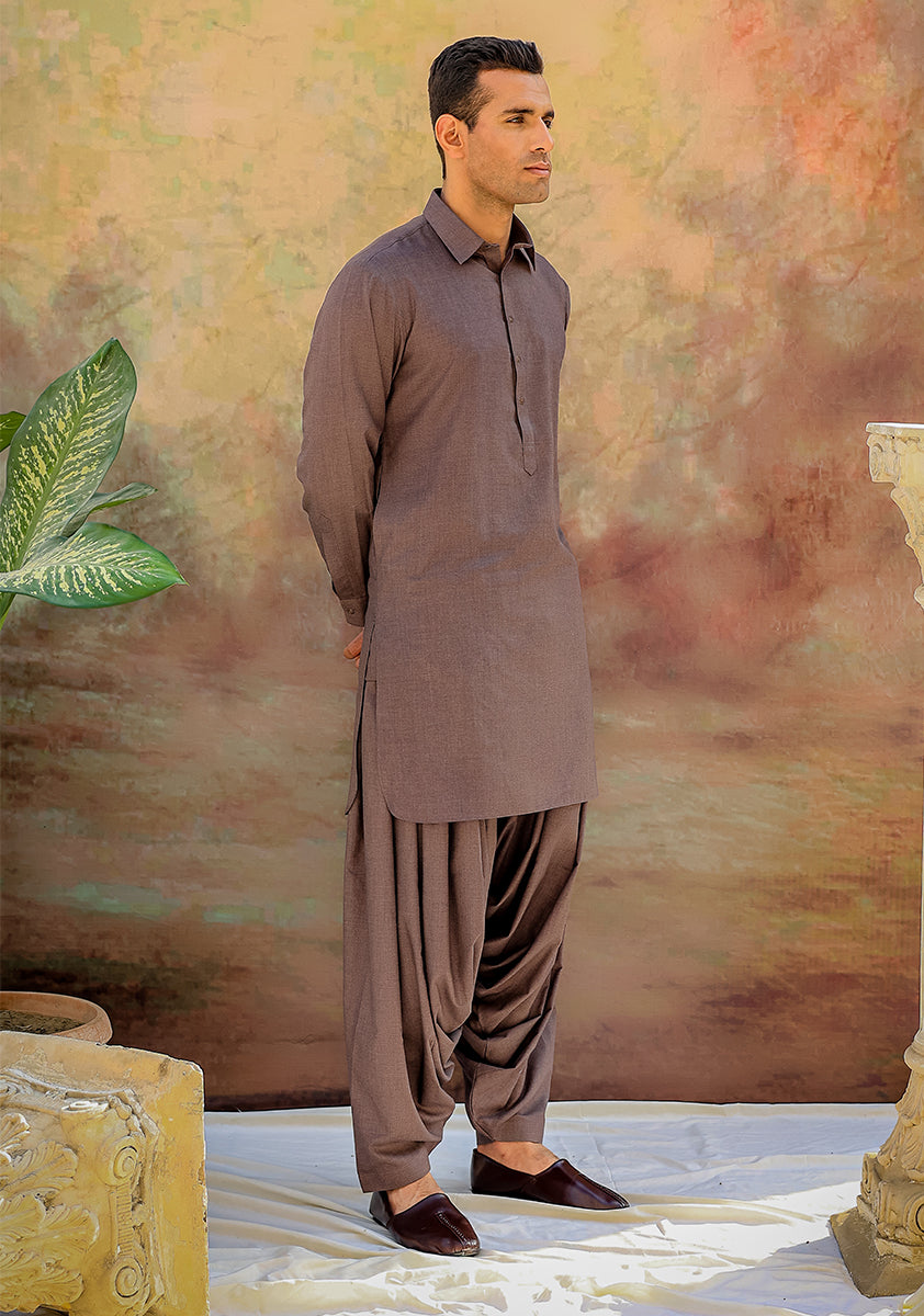 Maroon Poly Viscose Slim Fit Shalwar Kameez (2-Piece) - Image 4