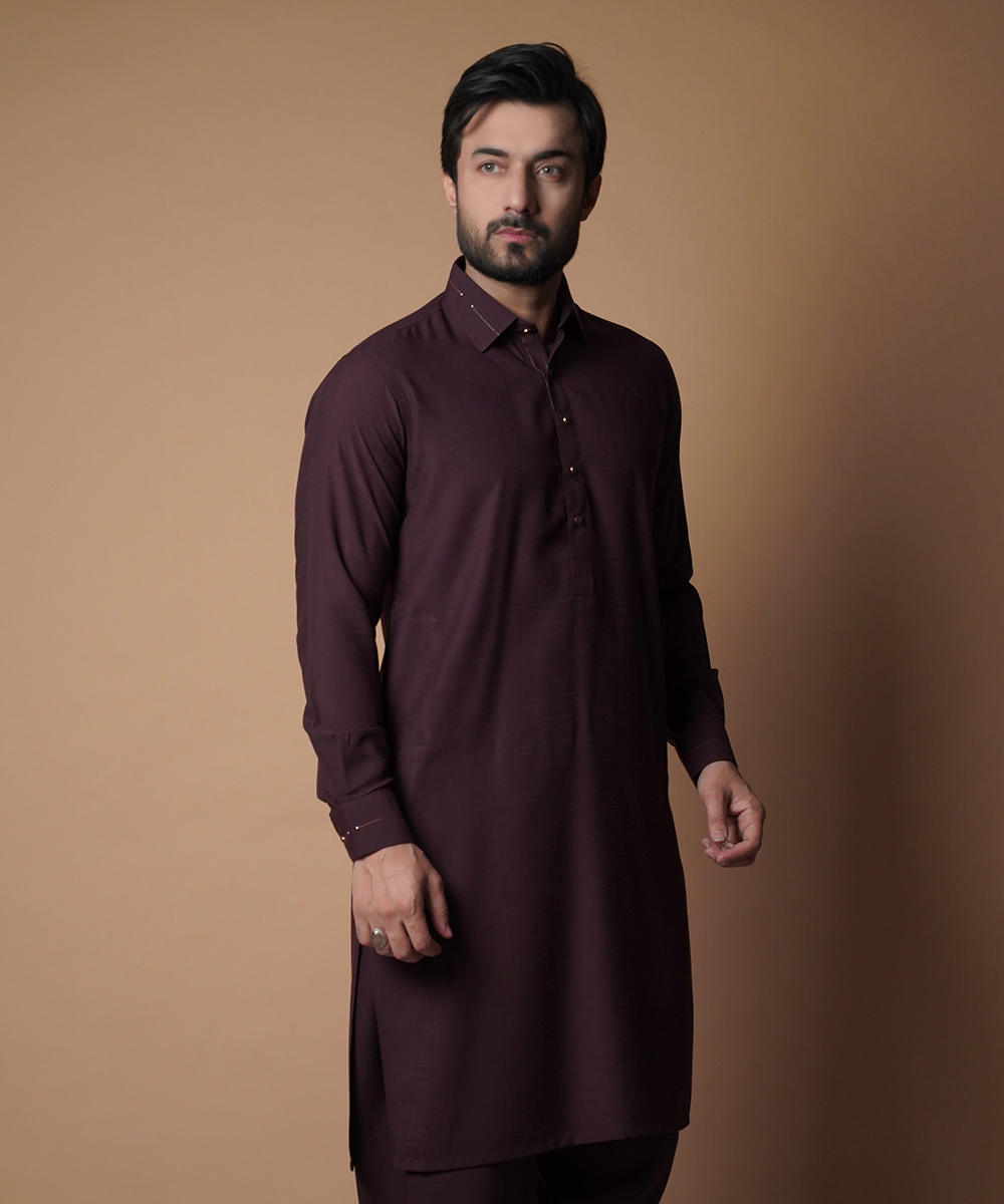 Deep Maroon Soft Cotton Shalwar Kameez (2-Piece) - Image 1