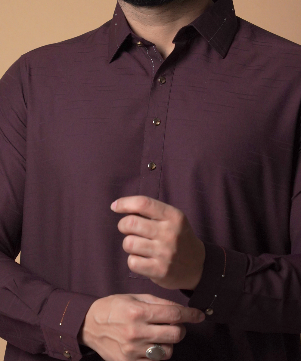 Deep Maroon Soft Cotton Shalwar Kameez (2-Piece) - Image 3