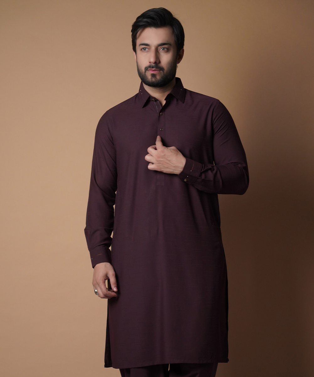 Deep Maroon Soft Cotton Shalwar Kameez (2-Piece) - Image 4