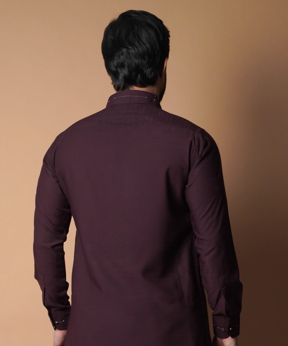 Deep Maroon Soft Cotton Shalwar Kameez (2-Piece) - Image 5