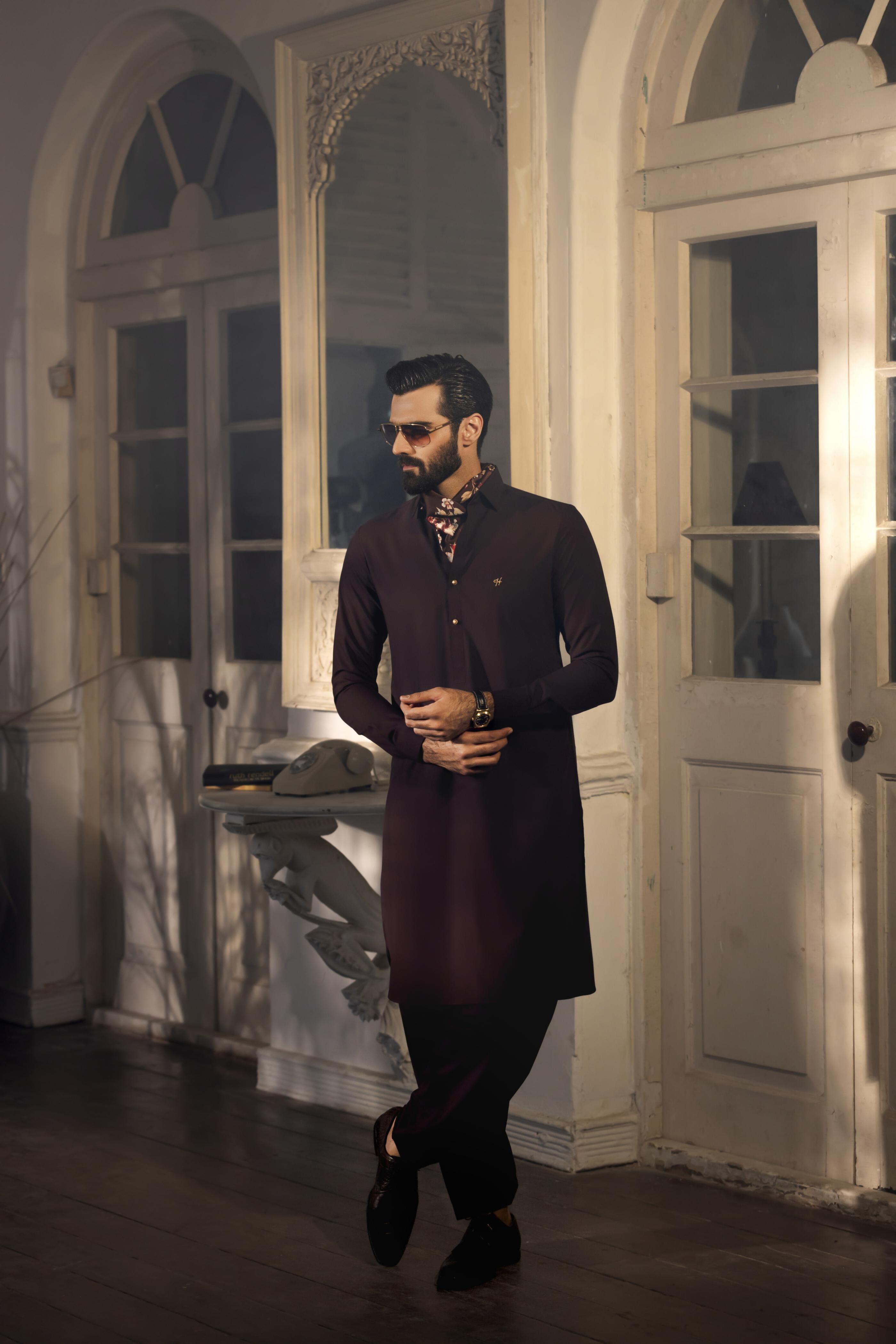 Burgundy Wash n Wear Shalwar Kameez (2-Piece) - Image 2