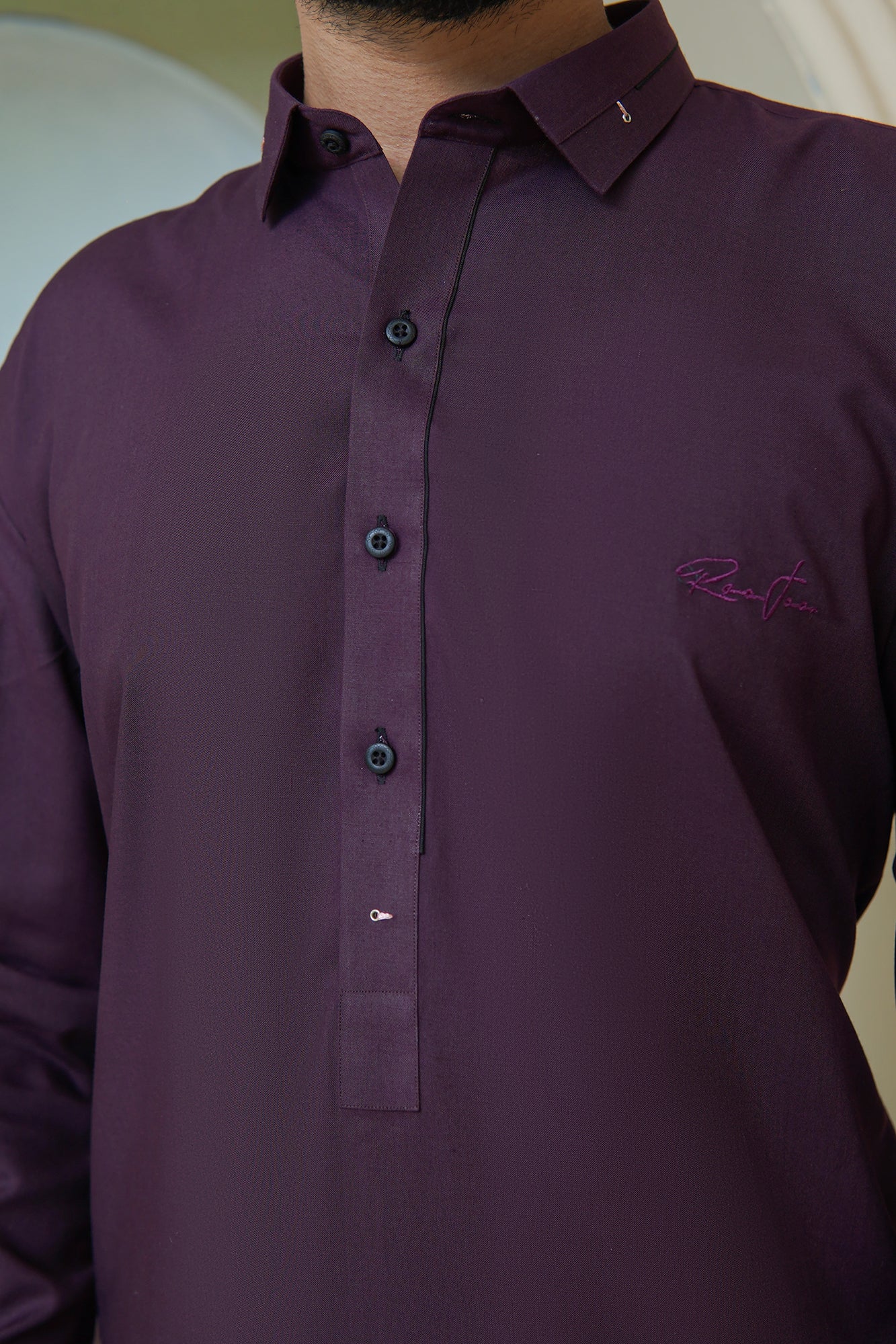 Maroon Embroidered Wash & Wear Shalwar Kameez (2-Piece) - Image 1