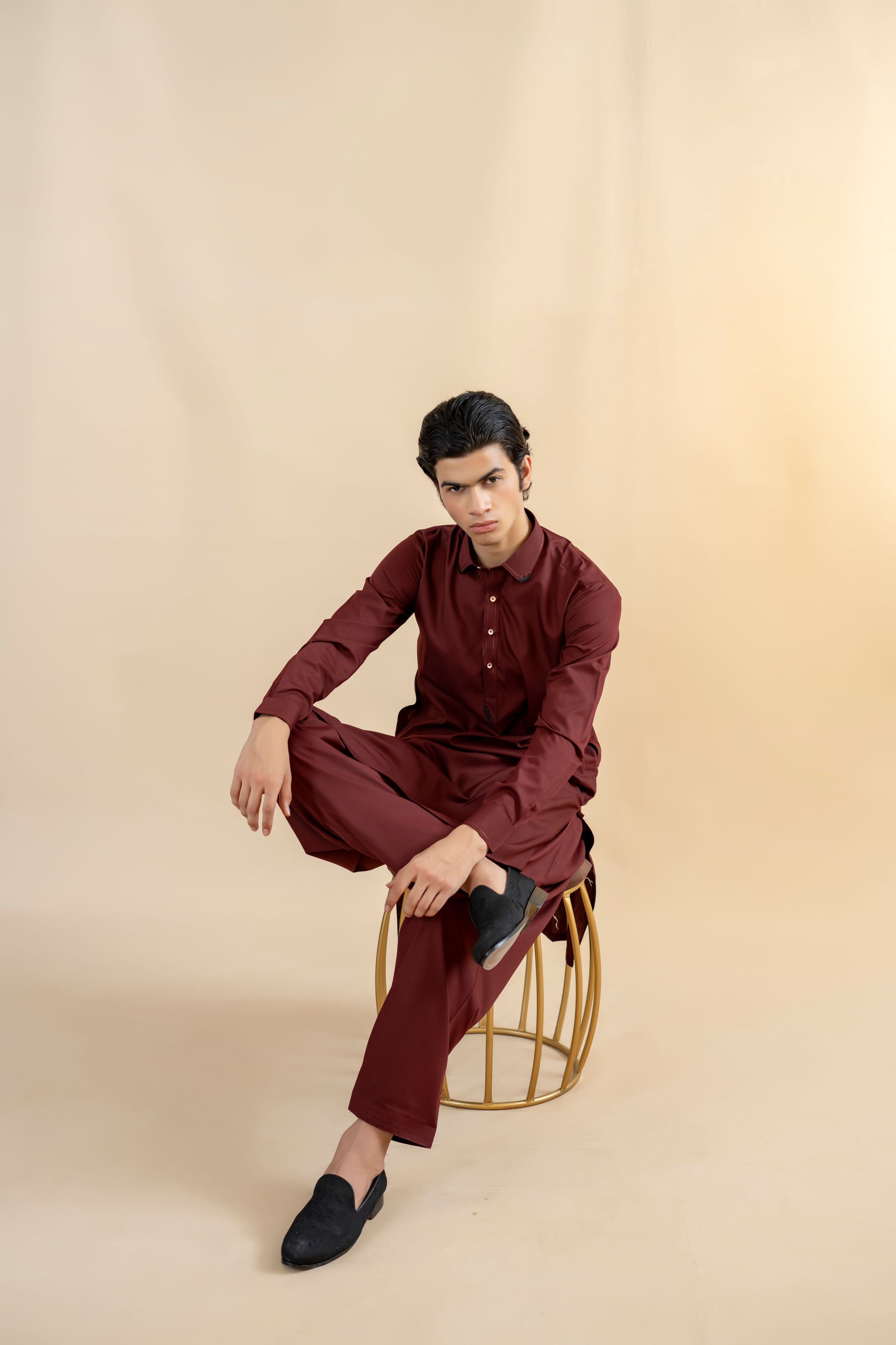 Maroon Wash-and-Wear Shalwar Kameez (2-Piece) - Image 5