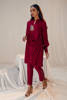 Pakistani Maroon Crystal Embellished Crepe Salwar Kameez (2-Piece) - Image 2