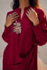 Pakistani Maroon Crystal Embellished Crepe Salwar Kameez (2-Piece) - Image 3