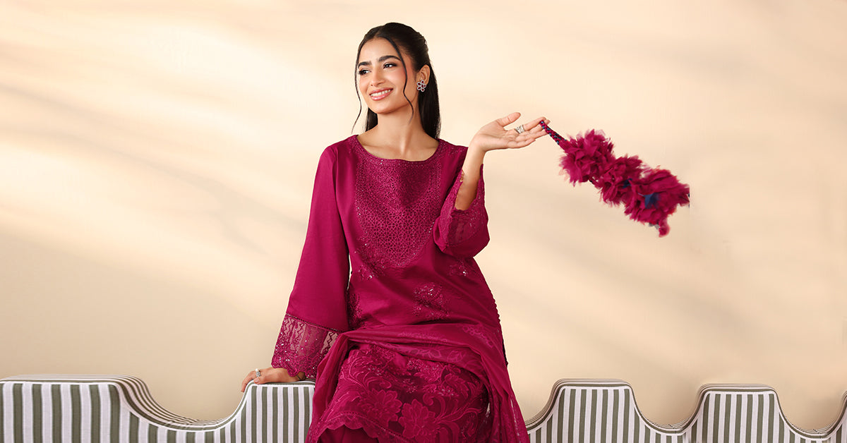 Maroon Embroidered Dobby 3-Piece Suit - Image 5