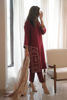 Pakistani Maroon Embroidered Pure Raw Silk Salwar Kameez (3-Piece) - Image 5