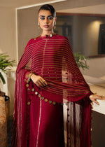 Burgundy Screen-Printed Raw Silk Salwar Kameez (3-Piece) - Image 6