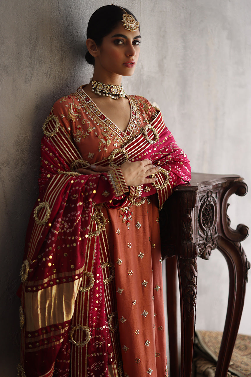 Rust Zardozi Raw Silk Salwar Kameez (3-Piece) - Image 3