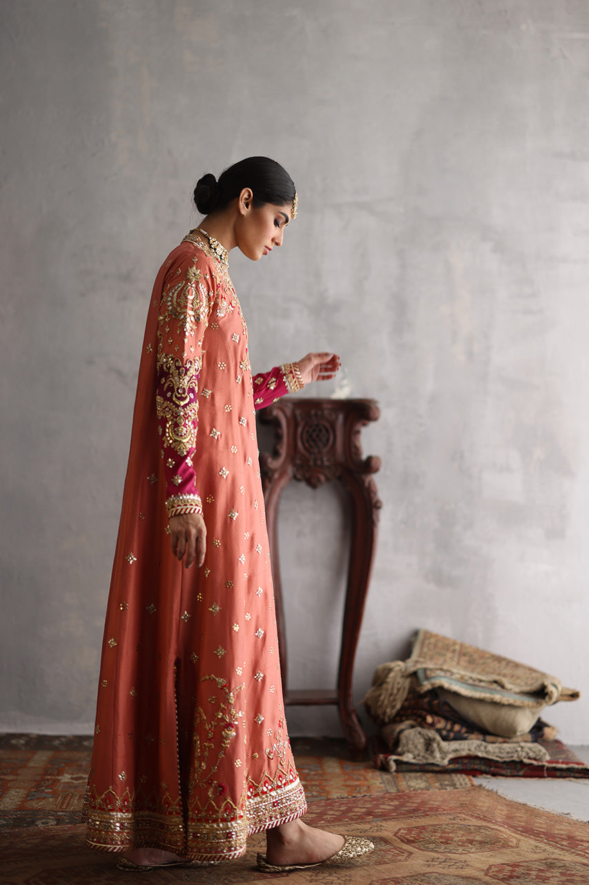 Rust Zardozi Raw Silk Salwar Kameez (3-Piece) - Image 6